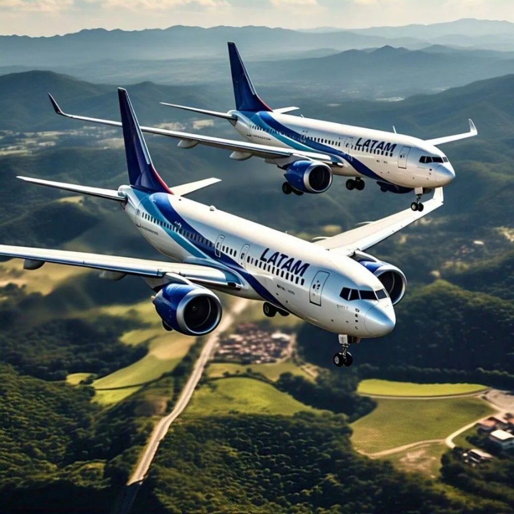 Dois aviões Latam em vôo. Empresa anuncia novos vôos para Fortaleza e Juazeiro do Norte