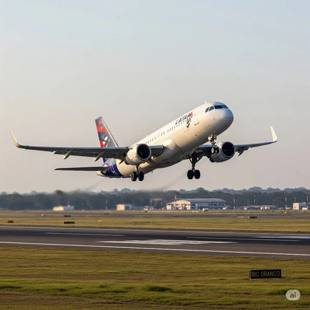 Avião LATAM Airlines decolando