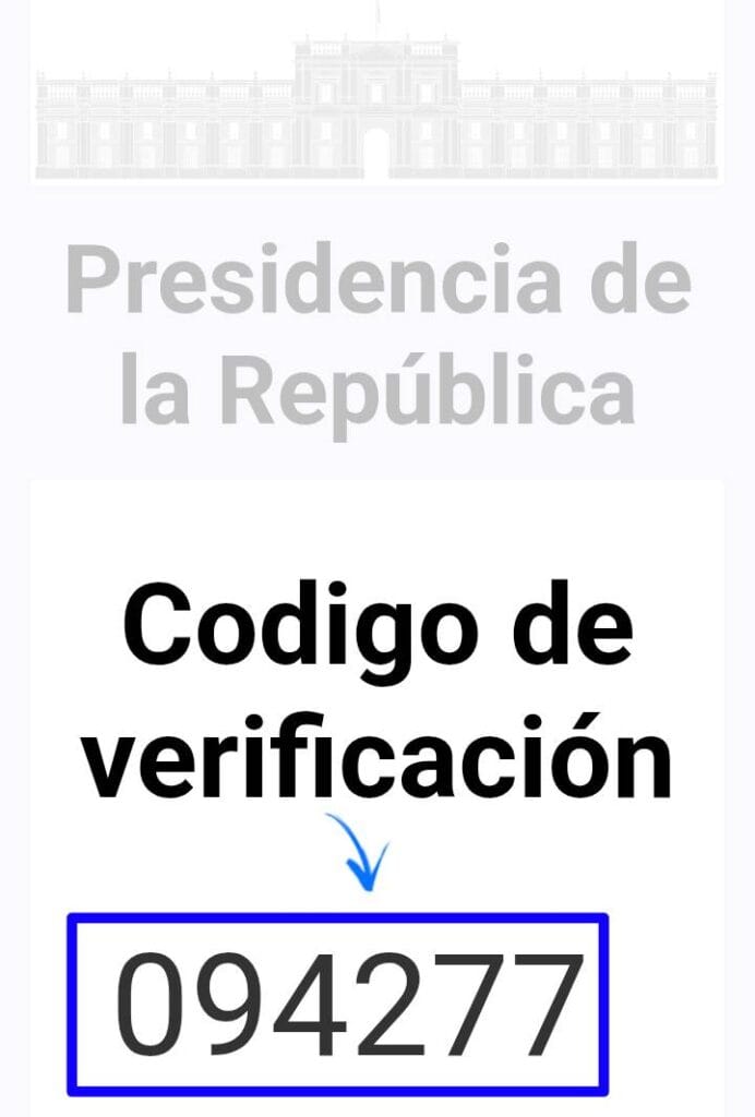 Exemplo de código de confirmação enviado para o e-mail através do site Visitas Patrimoniales