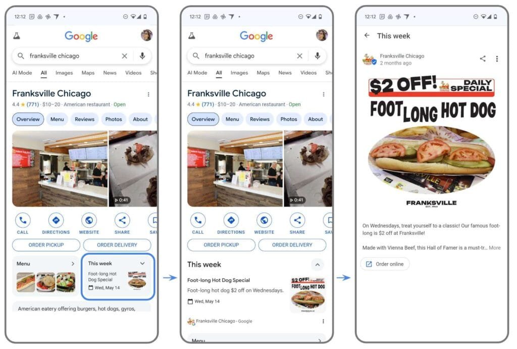 Exemplo da funcionalidade " o que está acontecendo agora" do Google b Mais