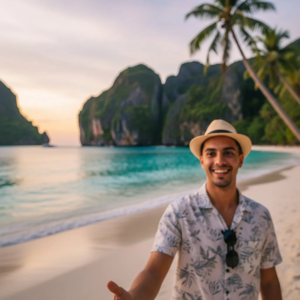Brasileiro em uma praia da Tailândia