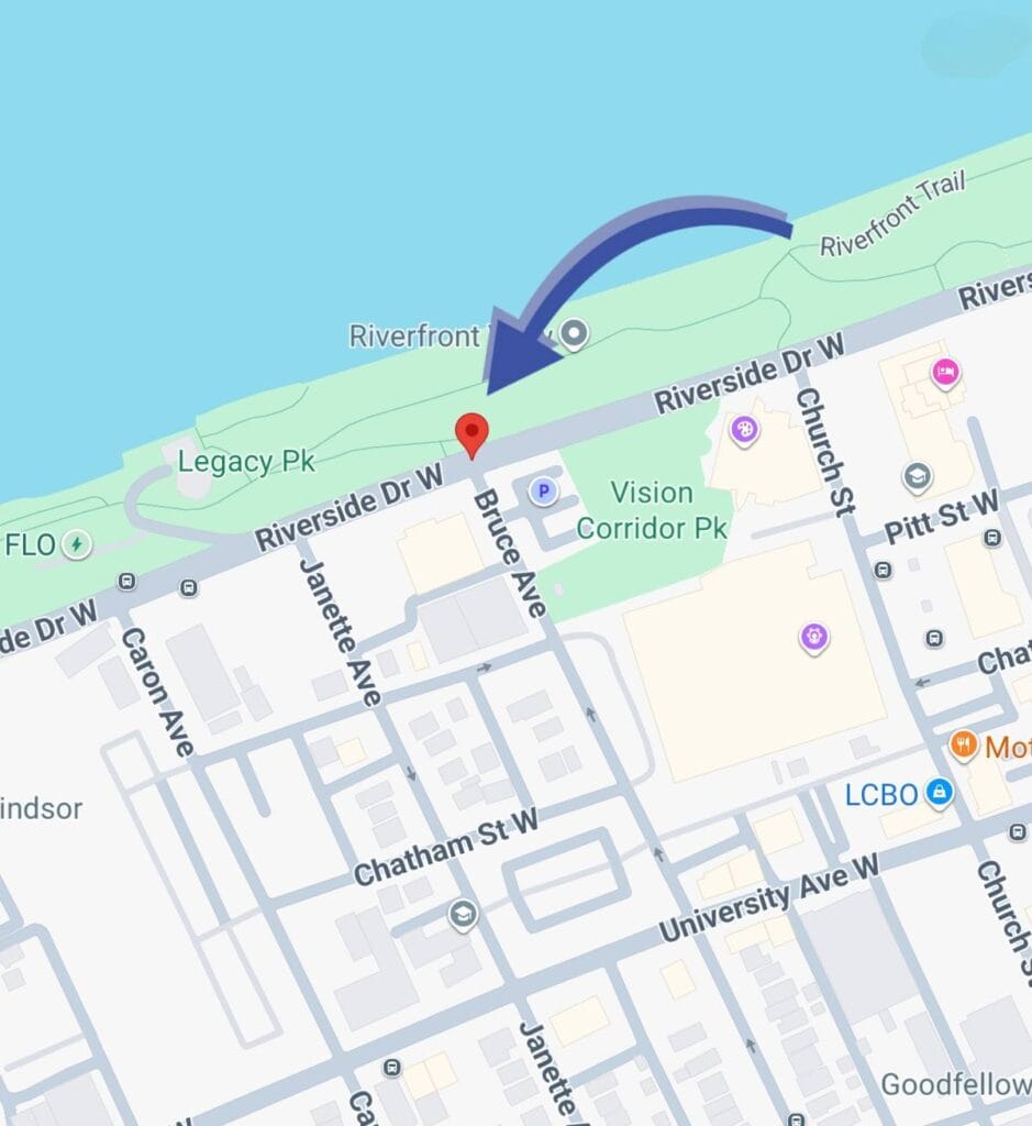 Local de embarque do ônibus do túnel em Windsor, Ontário no Canadá.