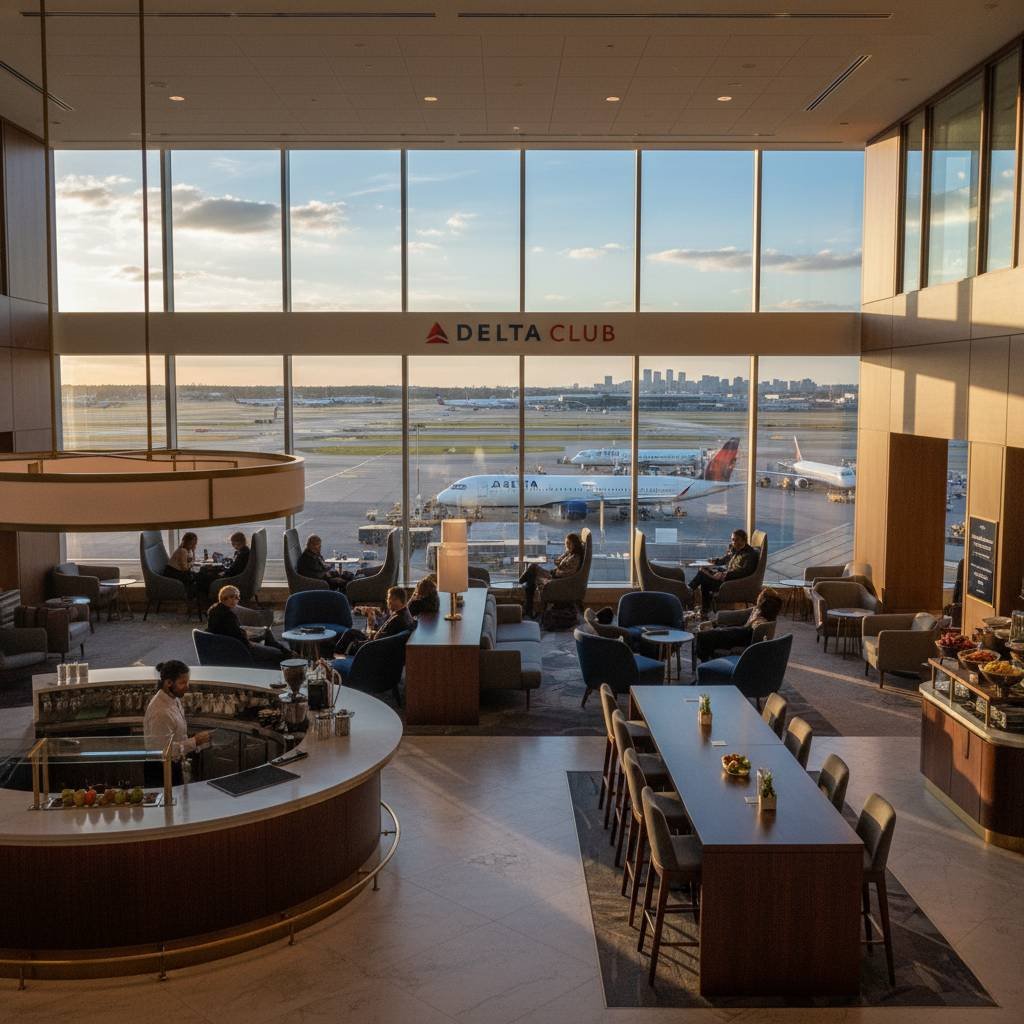 O elegante e novíssimo Sky Club da Delta em Atlanta