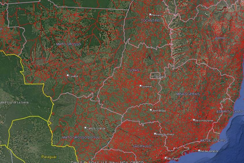 Arquivos KML e KMZ com todos os municípios do brasil da base do IBGE em 2007