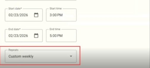 Painel de agendamento recorrente do Perfil da Empresa  no Google Meu Negocio.