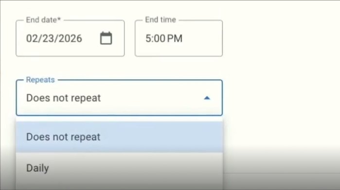 Painel de agendamento recorrente do Perfil da Empresa  no Google Meu Negocio.